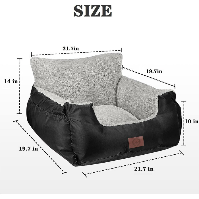 Автокрісло для собак та котів Fareyy, підняття для тварин, переноска з сумкою та страхувальним ременем, водовідштовхувальне, тепле, плюшеве, чорне