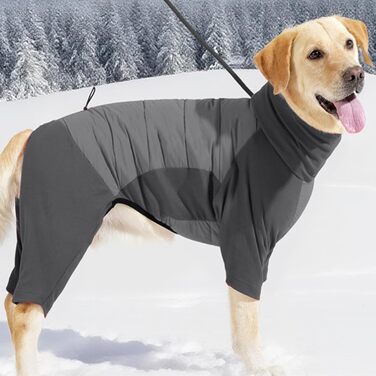 Зимовий теплий одяг для собак: куртка з високим коміром, підходить для цуценят та собак середніх та великих порід, для прогулянок, походів, кемпінгу, сірий колір, розмір L