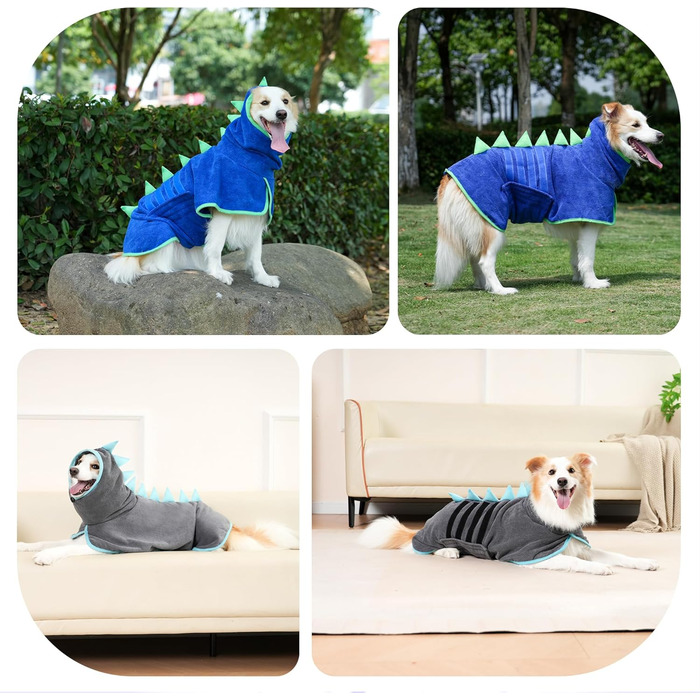 Рушник для собак з мікрофібри, швидковисихаючий, регульований, надпоглинутий, для середніх та великих собак, легко одягається (Сіро-зелений, XXL)