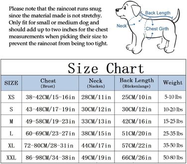 MOREZI Водонепроникний дощовик для собак з захистом лап та міцною капюшоном - Легкий, для малих/середніх порід - Застібка-блискавка, регульований шнурок, синій, S (Обхват грудей: 43-48 см), колір 'Глибокий синій'