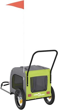 Причіп для тварин на велосипед з місцем для зберігання, зелено-сірий, для собак та котів