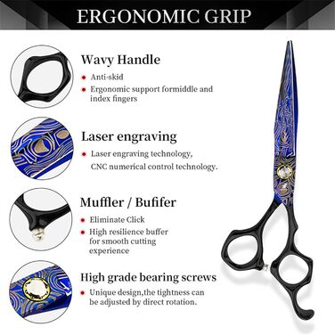 Набір ножиць для грумінгу собак 6 дюймів: прямі та розріджуючі ножиці для професійного догляду за шерстю. Ножиці для грумінгу домашніх тварин з регульованим гвинтом