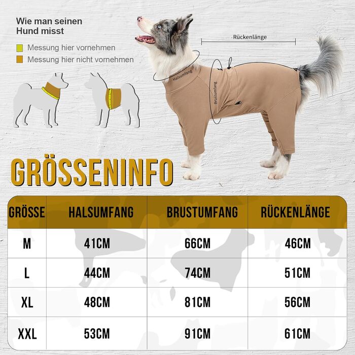 OneTigris Піжама для собак, теплий комбінезон для великих та середніх собак, коричневий L