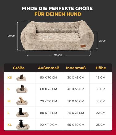 Ортопедичне ліжко для собак HS-Hundebett® Deluxe Exklusiv S (60x75 см) з Memory Foam, антиковзаючою основою та можливістю прання. Виготовлено в Німеччині (пісочний колір)