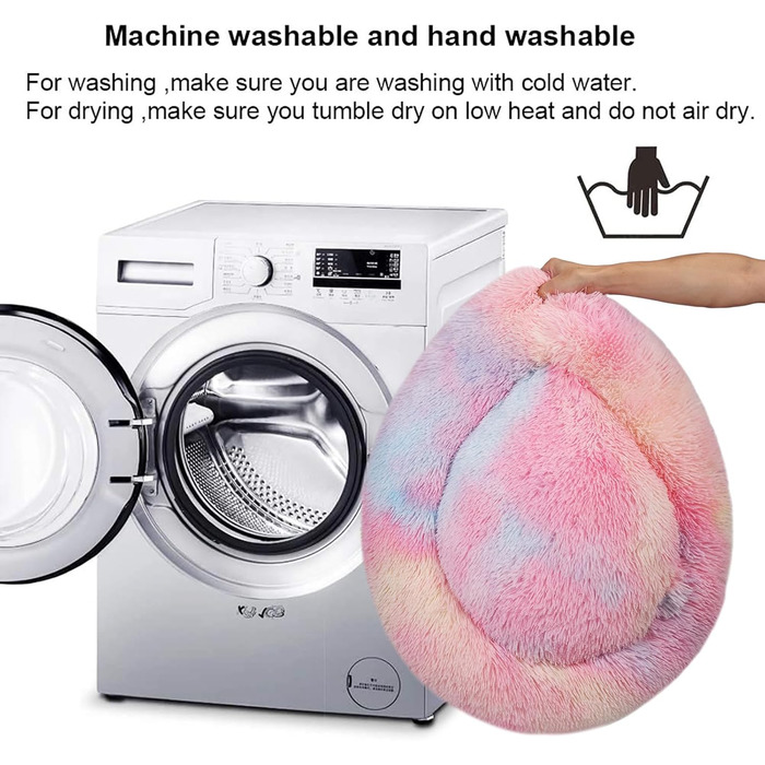 Кругле ліжко для котів та собак, 50 см, Nisrada, з антиковзною основою, кольорове, для тварин