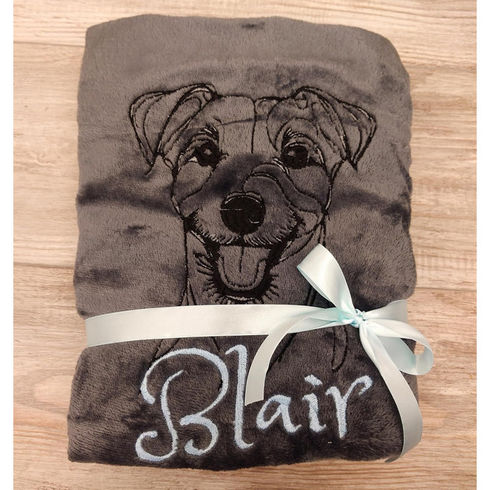 Персоналізована ковдра для собак з вишивкою породи та імені. М'яка ковдра для цуценят та собак, 130x170 см, для дому, авто, софи, сіра, washable