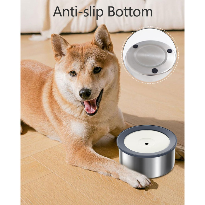 Нержавійна чаша для води для собак 2L, не протікає, без облизування, для дому, вулиці, авто