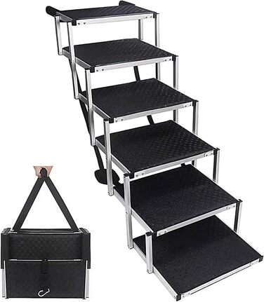 Східці для собак у машину, 6 ступенів, 70 кг, складані, для великих собак та літніх тварин, алюмінієва рамка - для вантажівок та SUV