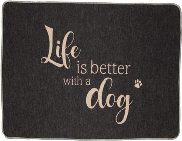 Підстилка для тварин David Fussenegger Life is Better Dog, маленька, антрацитова, 90x70 см, 7319/98