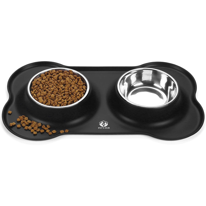Набір мисок для тварин PET'S HUB з силіконовим килимком (Чорний, Маленький)