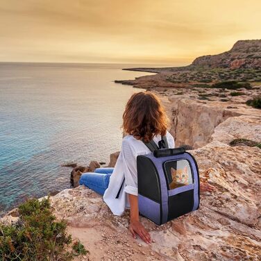 PETCUTE Рюкзак для собак і котів, переноска для тварин з сіткою, дихаючий рюкзак для вигулу, фіолетовий (M)