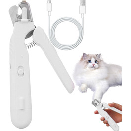 Електричний триммер для нігтів собак і котів з LED-підсвічуванням | Триммер та шліфувальник для догляду за лапами та цуценятами | Білий