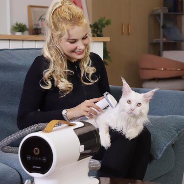 Електронська машинка для стрижки собак AstroPet з пилососом, тиха машинка для грумінгу з 5 насадками для собак та котів, контейнер для пилу 2 л