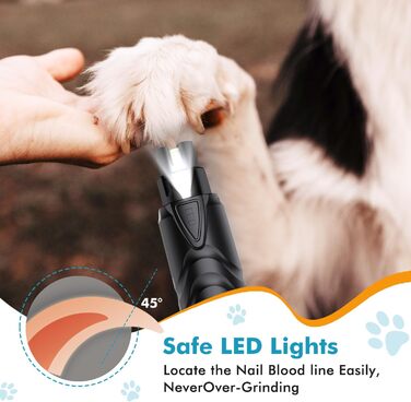 Шліфувальник кігтів для собак ETENTOUS: професійний, тихий, з 3 насадками, для собак великих, середніх та маленьких порід (сірий)