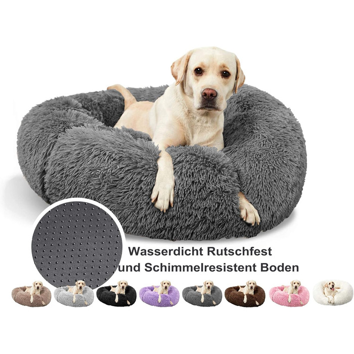 Кругле ліжко для собак та котів, Deluxe, сірий колір, Ø 60 см та Ø 120 см
