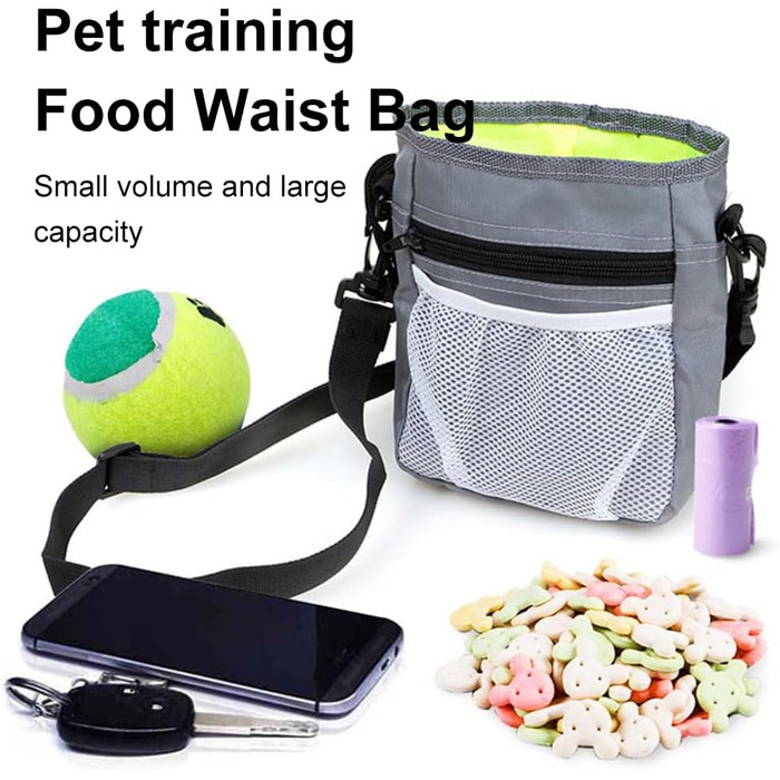 Сумка для ласощів для собак, для тренувань та прогулянок, з тримачем для пакетів, регульований ремінь, для цуценят та подорожей