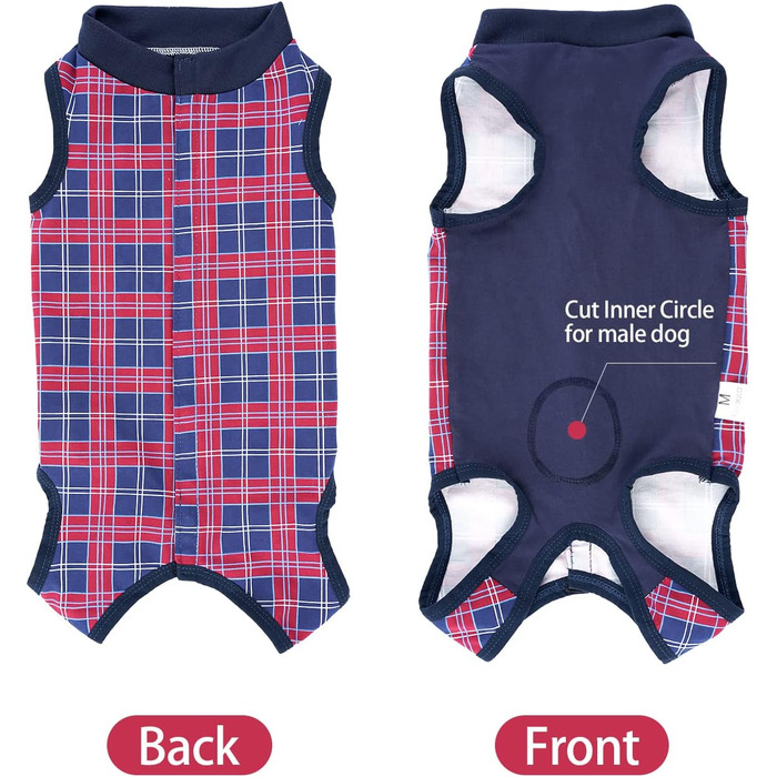 Комбінезон для собак, дихаючий, для захисту хірургічних ран та шкіри, конус від протікання, альтернатива електронного ошейника після операцій XXXL (1 шт) темно-синій