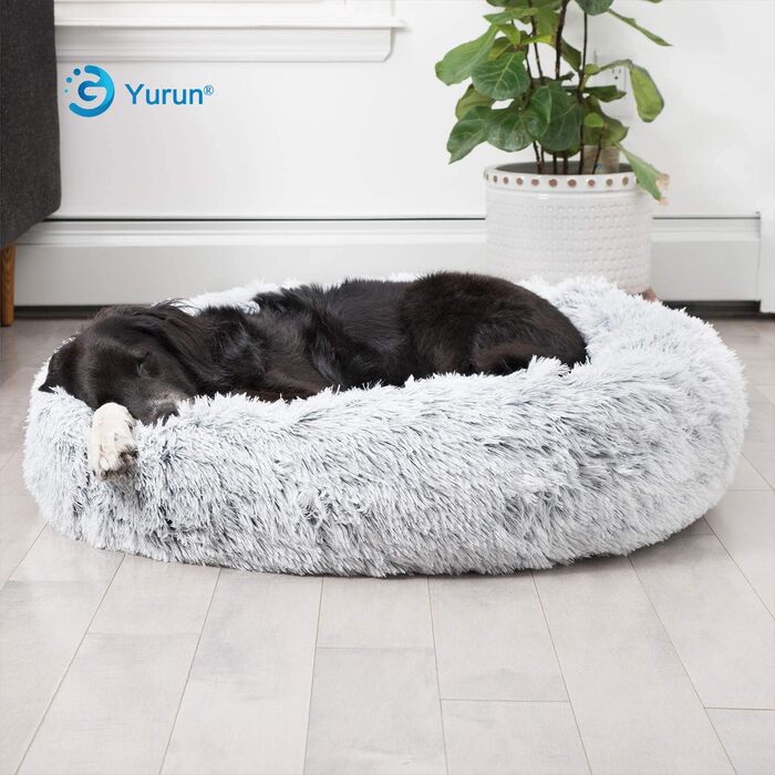 М'яке ліжко для собак та котів: кругла подушка-донат, 60x60x20 см, сірий колір