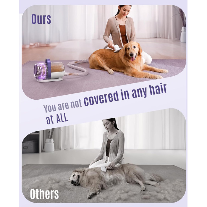 Набір для догляду за собакою Oneisall – пилосос для видалення шерсті з 4 насадками, фіолетовий