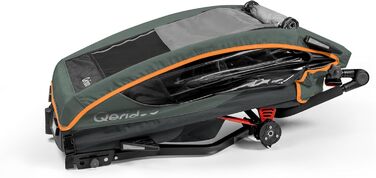 Qeridoo Lynix 2 Forest Green - Причіп для велосипеда 2 дітей з підвіскою та ременями безпеки | Дитячий велопричіп-візок | Qeridoo