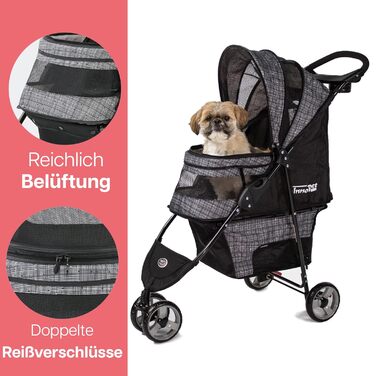 Візок для собак Innopet Buggy Avenue сірого кольору з дощовим захистом