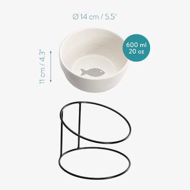 Набір мисок для тварин Navaris (2 шт) з металевим підставкою: для котів та собак, миється в посудомийній машині, нахилена миска, золото/чорний