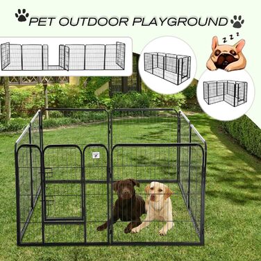Металевий загін для собак, 8 панелей, 101,6 см, розкладний, для двору та дому, надійний, з замком