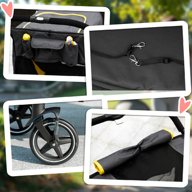 Коляска для собак PawHut Dog Buggy складна з подушкою та страхувальними шнурами, баггі для кішки з сітчастим віконцем та бічною кишенею з тканини Oxford темно-сірого кольору