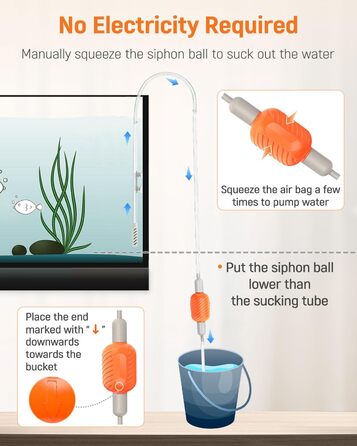 Набір для чищення акваріума Pawfly: сифон, пилосос, шланг 1,8 м, інструмент для очищення ґрунту