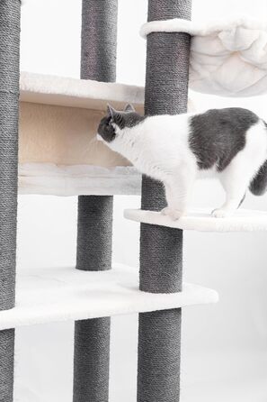 Дряпак для котів Petrebels Maine Coon XXL, 190 см, дизайн для великих котів, сизаль, колір Off-White