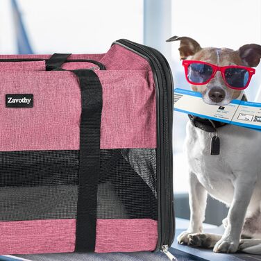 Транспортна сумка для котів та собак, дихаюча та складна, з регульованим плечовим ременем, знімний плюшевий килимок (Рожева, L)