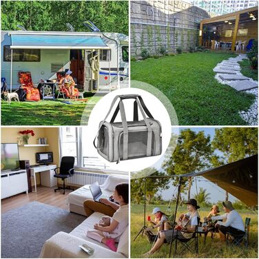 Транспортна переноска для собак та котів, складана, сіра. Зручна переноска-сумка для маленьких собак та котів. Дихаюча переноска для тварин.