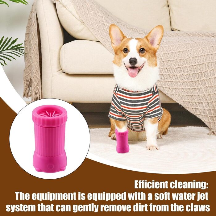 Автоматична мийка лап для собак, портативна мийка лап для котів, перезаряджувана, рожева