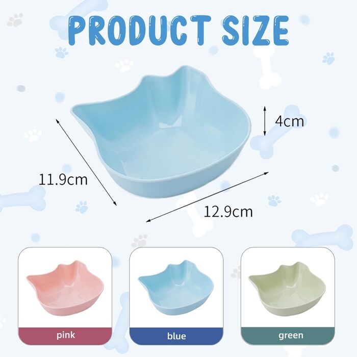 Набір мисок для котів (6 шт.), неслизькі миски для їжі та води, довговічні та легко миються