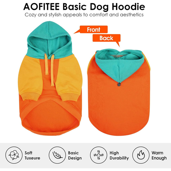 Теплий капюшонний светр AOFITEE для великих собак, осінь-зима, бавовна, рожевий, розмір L (з візерунком 'Захід сонця')