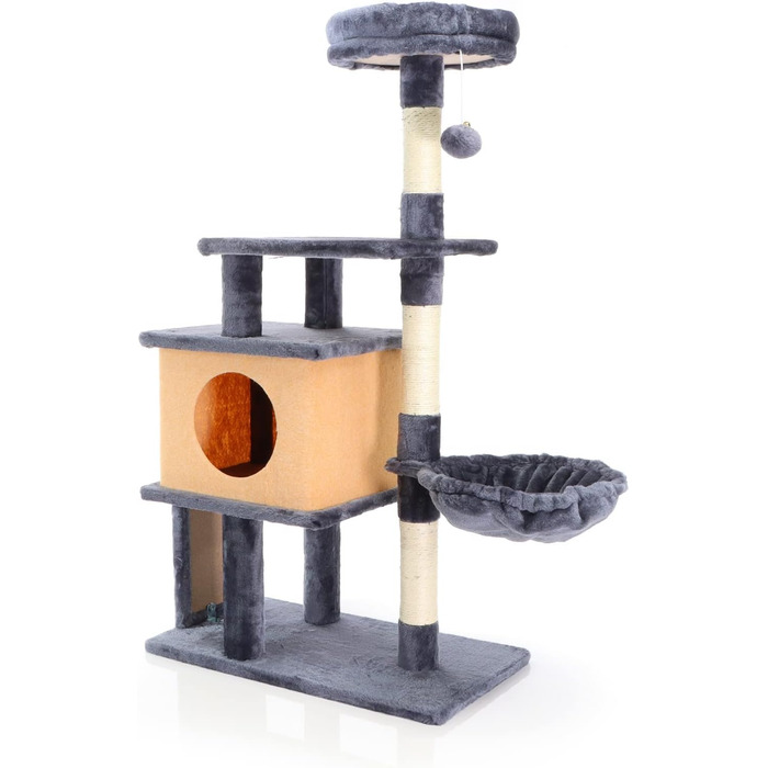 Котячий будиночок з когтеточкою Fudajo, 112 см, з лежаком та платформами