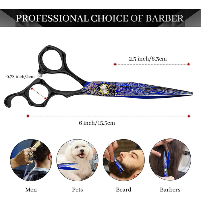 Набір ножиць для грумінгу собак 6 дюймів: прямі та розріджуючі ножиці для професійного догляду за шерстю. Ножиці для грумінгу домашніх тварин з регульованим гвинтом