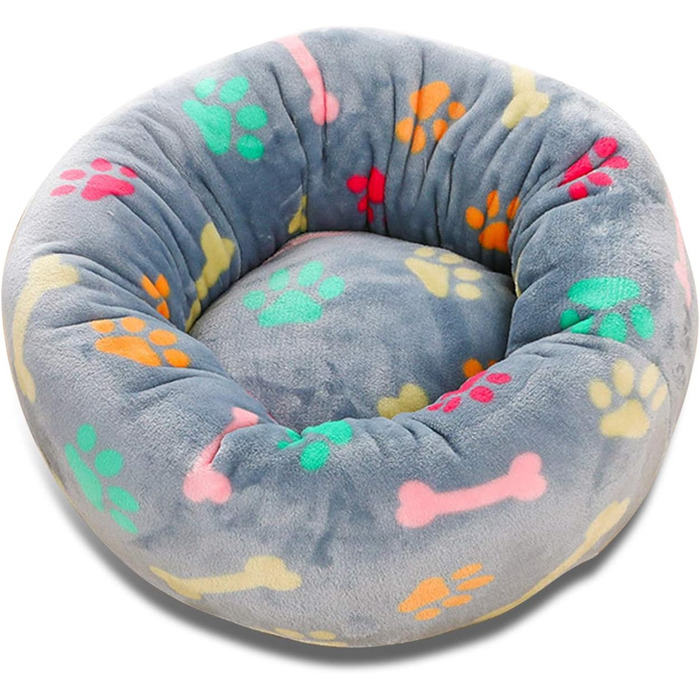 Кругле ліжко для собак Petcute, корзина для котів та домашніх тварин, м'яке, миється, рожевий кісточка, XS (40 см)