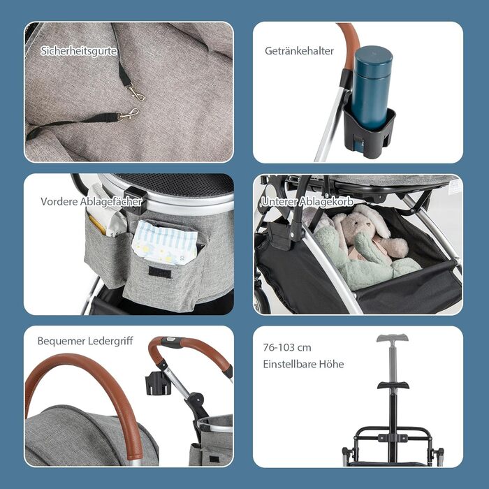 GYMAX 2-в-1 Візок для собак, візок для домашніх тварин з захистом від дощу, візок для собак з кошиком для зберігання та тримачем для напоїв, складний візок-переноска для собак та котів