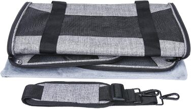 Транспортна переноска для котів та собак, складана, з м'якою підстилкою та плечовим ременем