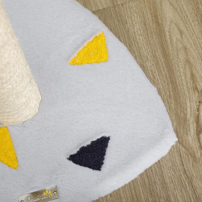 Котячий кігтеточки PawHut 62см: когтеточка-стійка з джутового покриття, з іграшкою-м'ячиком, для дому, сіро-бежева