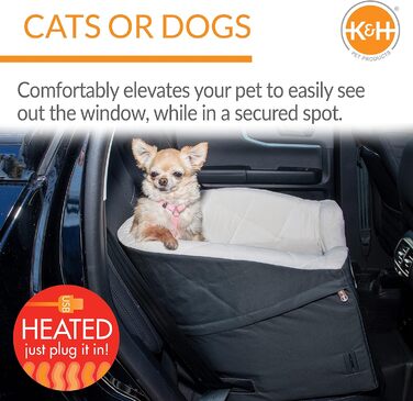 Підвищувач для собак K&H Pet Product Bucket Booster з кріпленням для безпеки, зручний для маленьких собак, стабільний, антрацитовий/кремовий, з підігрівом