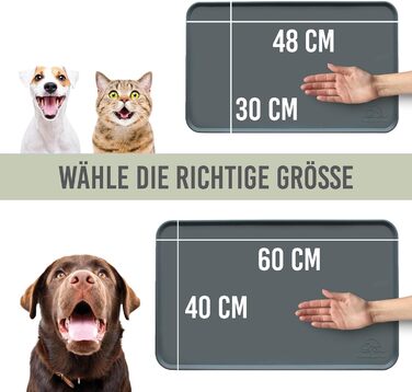 Силіконовий килимок під миску для собак та котів, 60x40 см, нековзний, сірий