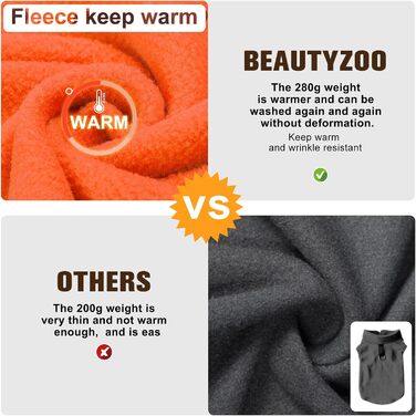 Теплий флісовий світшот для собак BeautyZoo з капюшоном та кишенею, для маленьких, середніх та великих собак, розмір M/L (спинка 46 см, груди 64 см, шия 38 см), помаранчевий