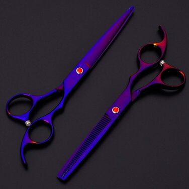 Набір професійних ножиць для грумінгу собак, титан-покриття, з ножицями для нігтів, фіолетовий