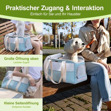 М'яка переноска для собак та котів ALLSOPETS, складана, дихаюча, з поводком, легка, для подорожей, до ветеринара, на вулицю (небесно-блакитний)