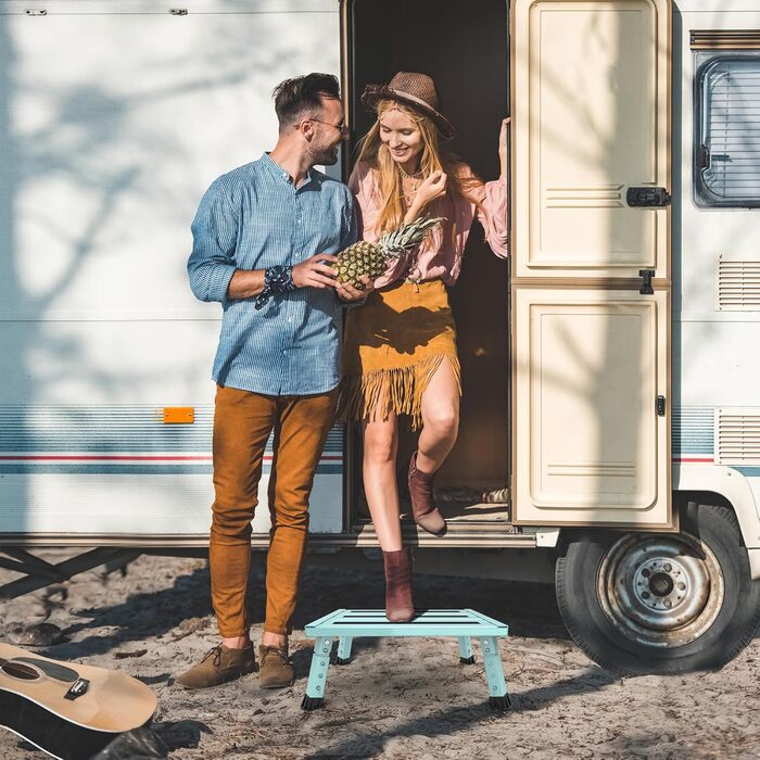 Алюмінієва розкладна сходинка-підставка, 300 кг, 3 сходинки, регульована висота, широка антиковзаюча поверхня, для автодому, саду та сходи для собак, легка та складна (зелена)