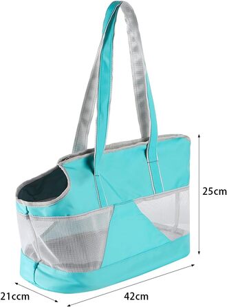 Сумка-переноска для собак та котів на літо, дихаюча, з регульованим плечовим ременем (Світло-блакитна)