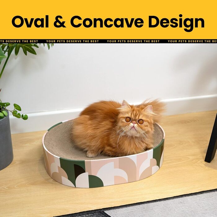 Кігтеточки для котів Conlun 2 в 1: овальні, з мискою та гніздом. З гофрокартону, для лежання та точіння кігтів. Розмір 43x33x10 см