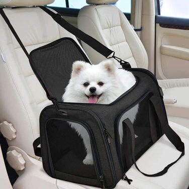 М'яка переноска для котів та собак, чорна | Переноска для тварин, дихаюча, складна, для подорожей